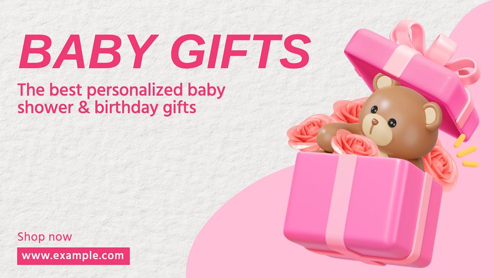 Baby gifts blog banner template, editable text