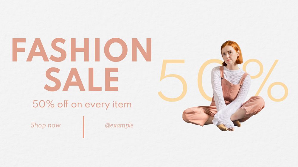 Fashion sale  blog banner template, editable text