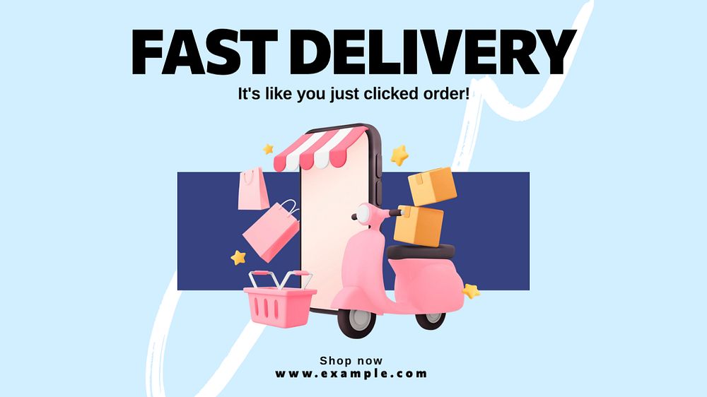 Fast delivery blog banner template, editable text