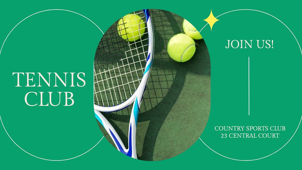 Tennis club  blog banner template, editable text