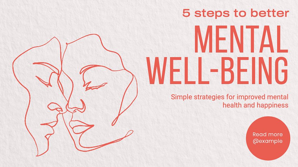 Mental well-being  blog banner template, editable text