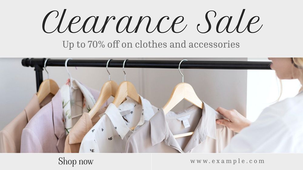 Clearance sale  blog banner template, editable text