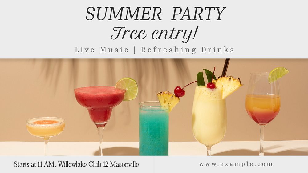 Summer Party  blog banner template, editable text