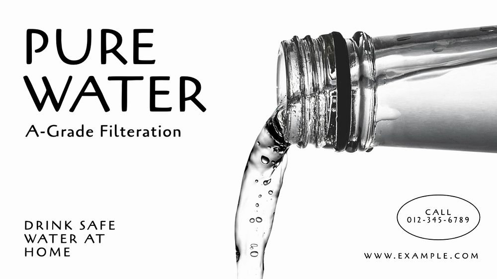 Pure water  blog banner template, editable text