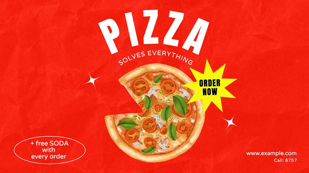 Pizza ad  blog banner template, editable text