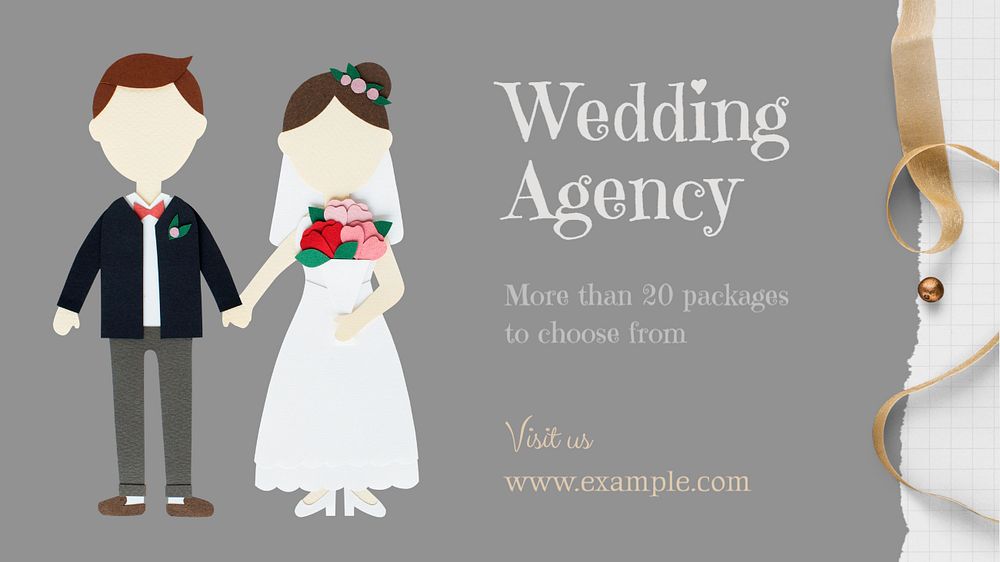 Wedding agency  blog banner template, editable text