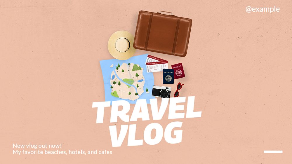 Travel vlog  blog banner template, editable text