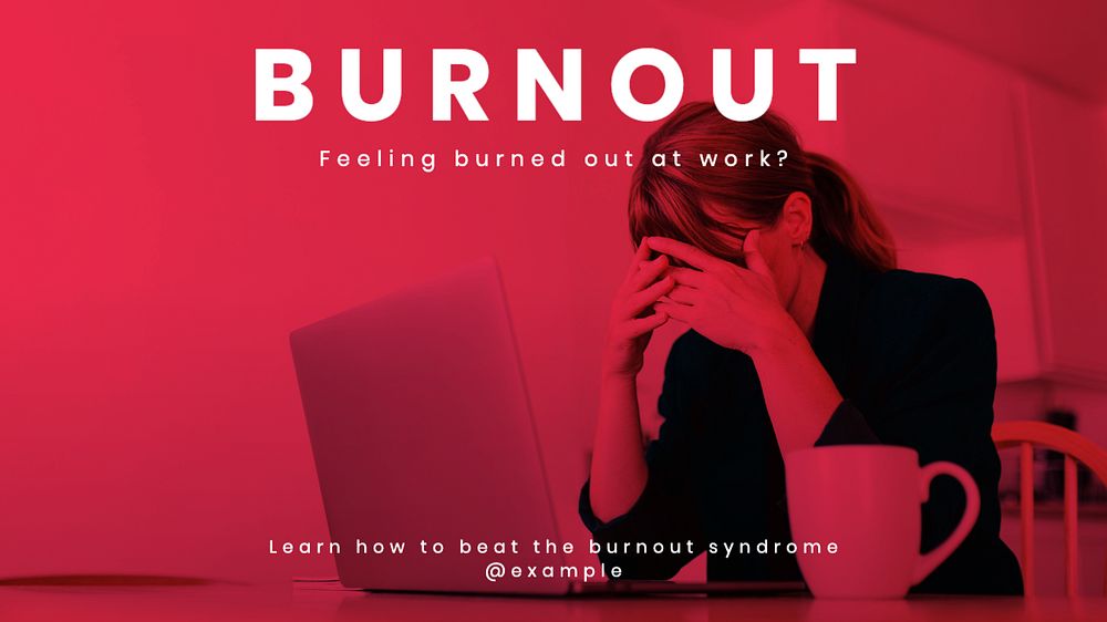 Burnout & stress  blog banner template, editable text