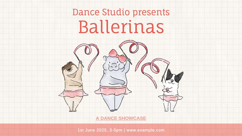 Ballerina blog banner template, editable text