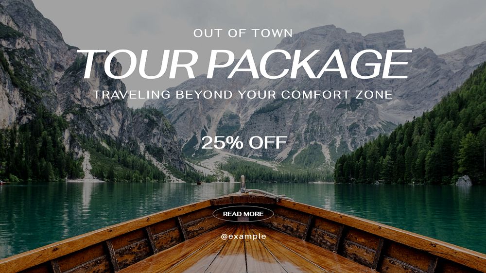 Tour package  blog banner template, editable text