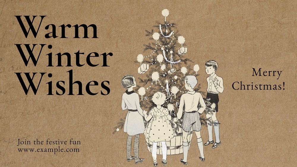 Merry christmas  blog banner template, editable text