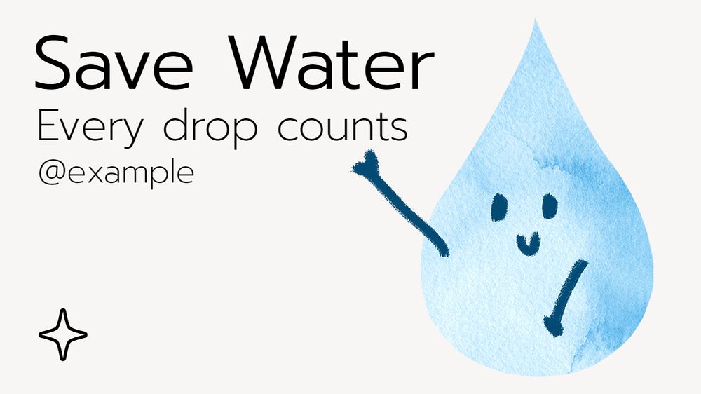 Save water  blog banner template, editable text