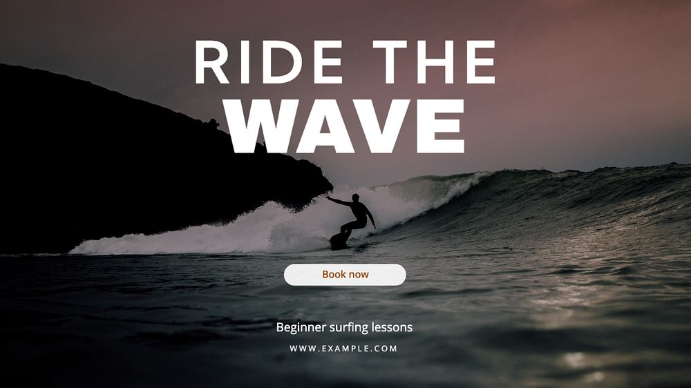 Surfing lessons  blog banner template, editable text