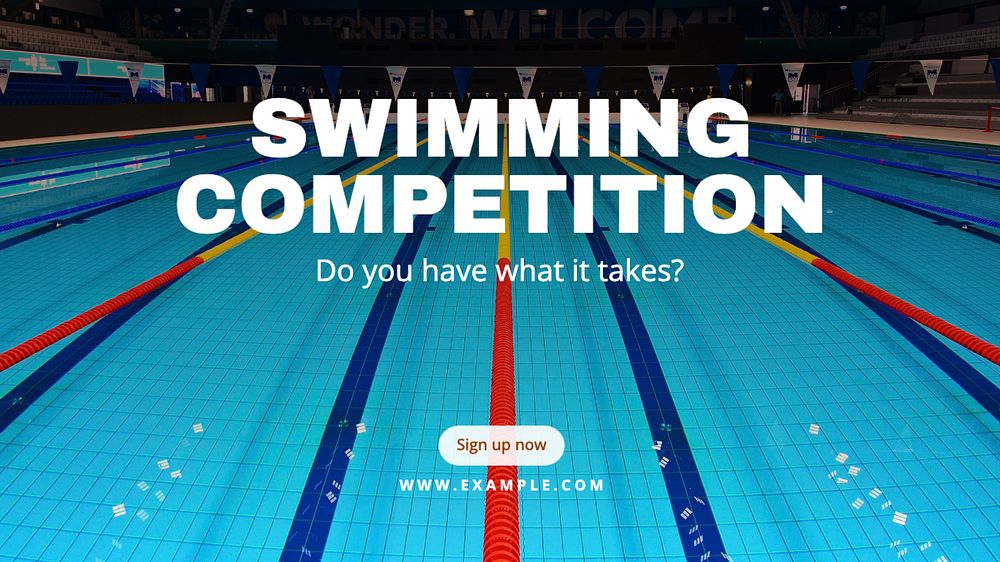 Swimming competition  blog banner template, editable text