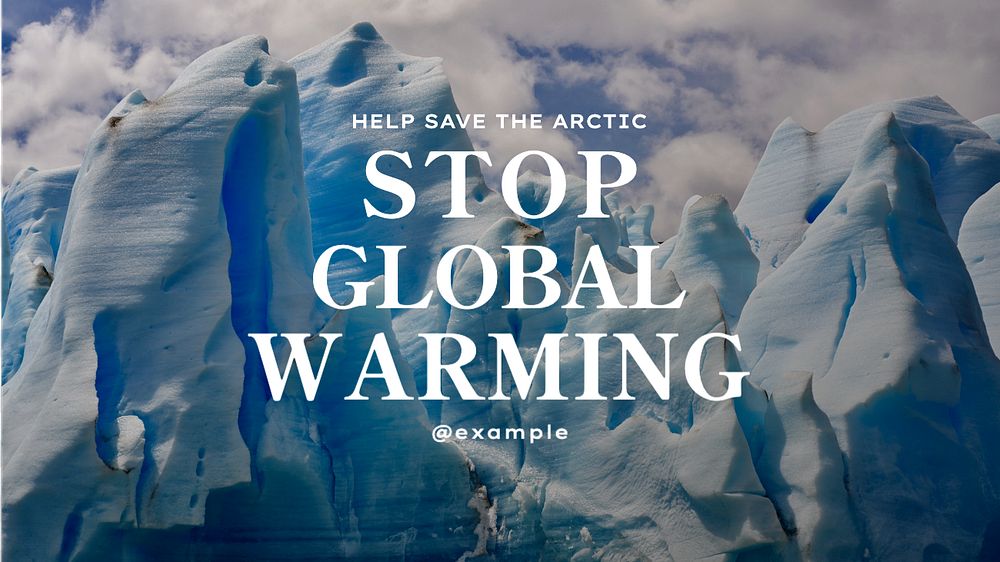 Stop global warming  blog banner template, editable text