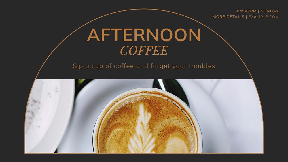 Afternoon coffee blog banner template, editable text