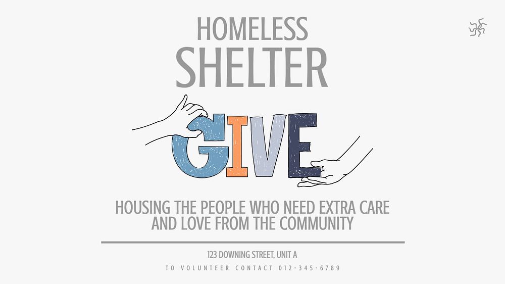 Homeless shelter volunteering  blog banner template, editable text