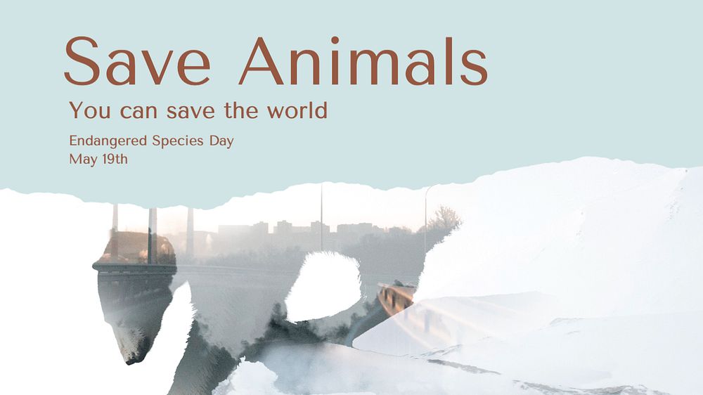 Save animals blog banner template, editable text