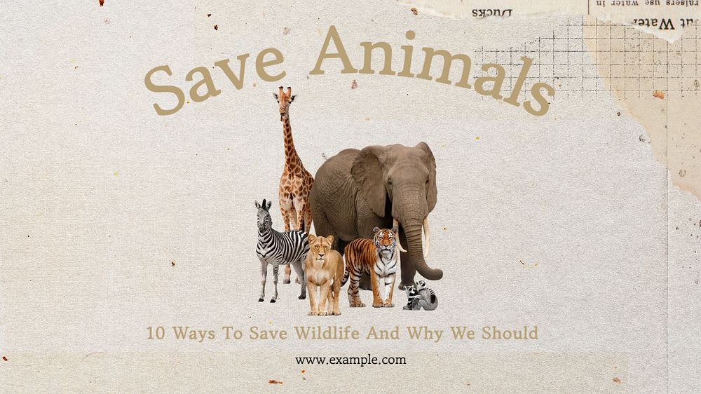 Save animals blog banner template, editable text