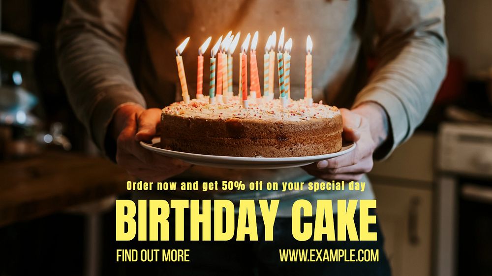 Birthday cake  blog banner template, editable text