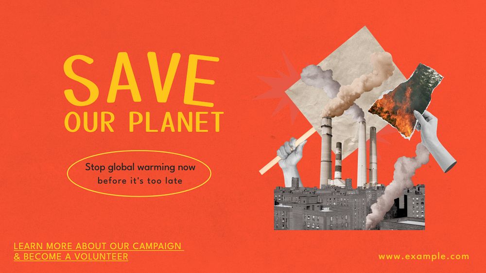 Save our planet  blog banner template, editable text