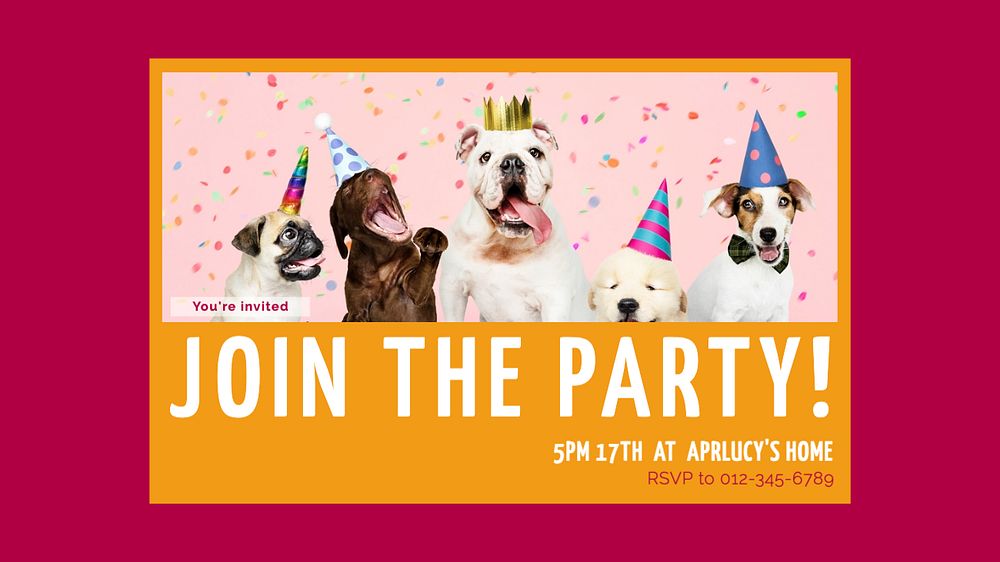 Join the party blog banner template, editable text