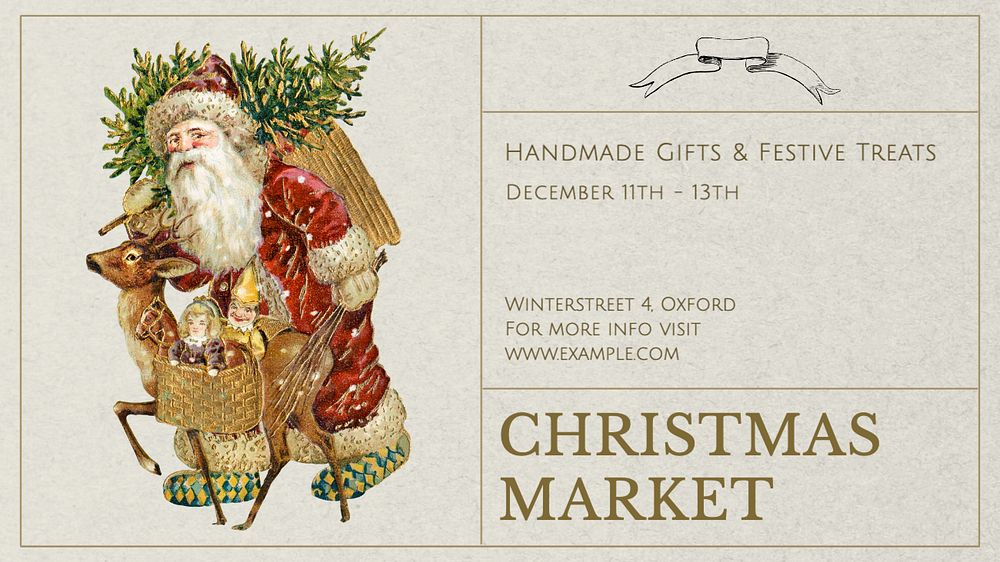 Christmas market  blog banner template, editable text