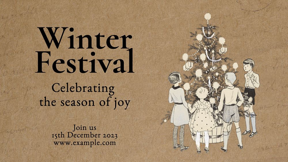 Winter festival  blog banner template, editable text