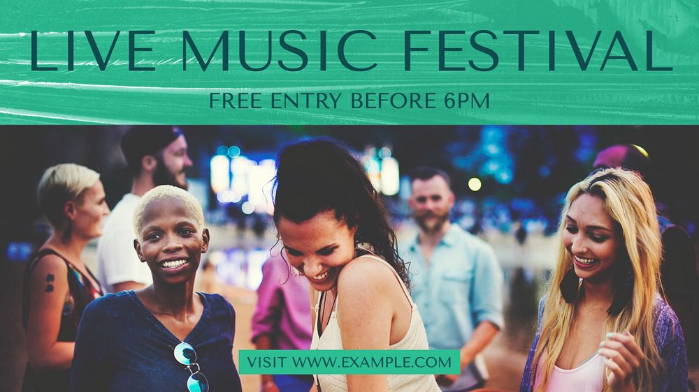 Live music festival  blog banner template, editable text