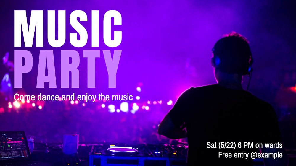 Music party  blog banner template, editable text