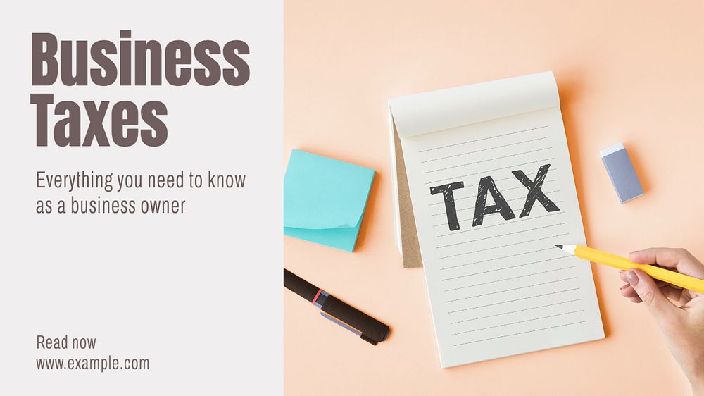 Business tax blog banner template, editable text