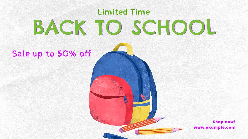 Back to school  blog banner template, editable text