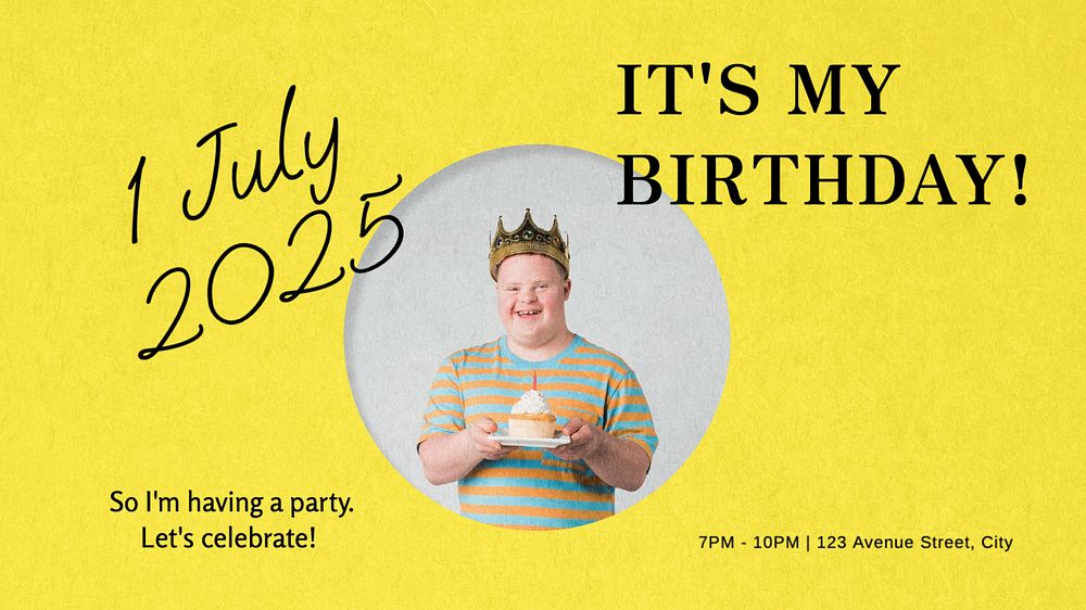 Birthday party  blog banner template, editable text