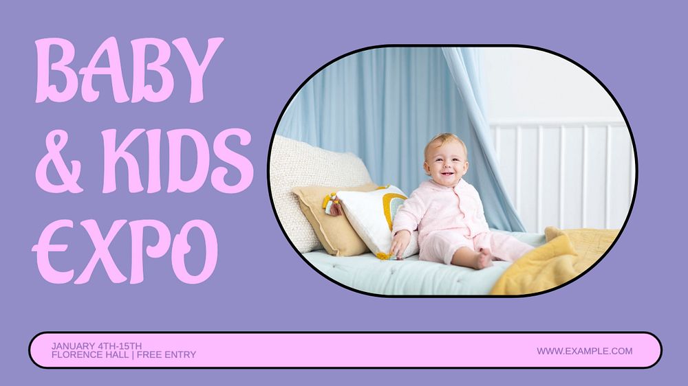 Baby & kids expo  blog banner template, editable text