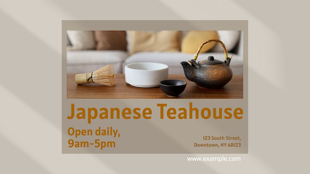 Japanese teahouse  blog banner template, editable text