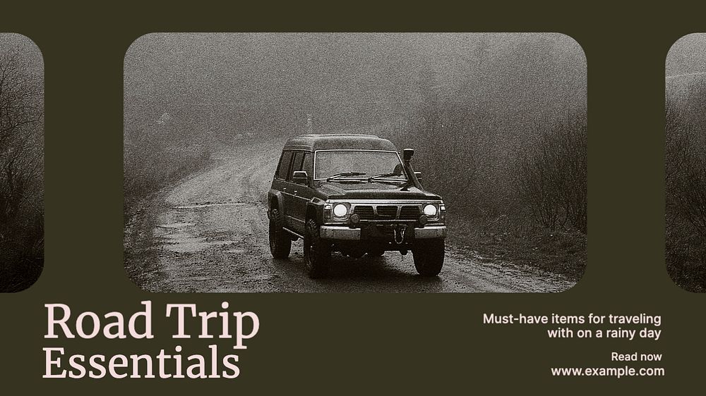 Road trip essentials  blog banner template, editable text