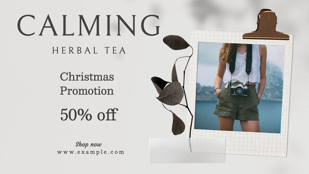 Calming herbal tea  blog banner template, editable text