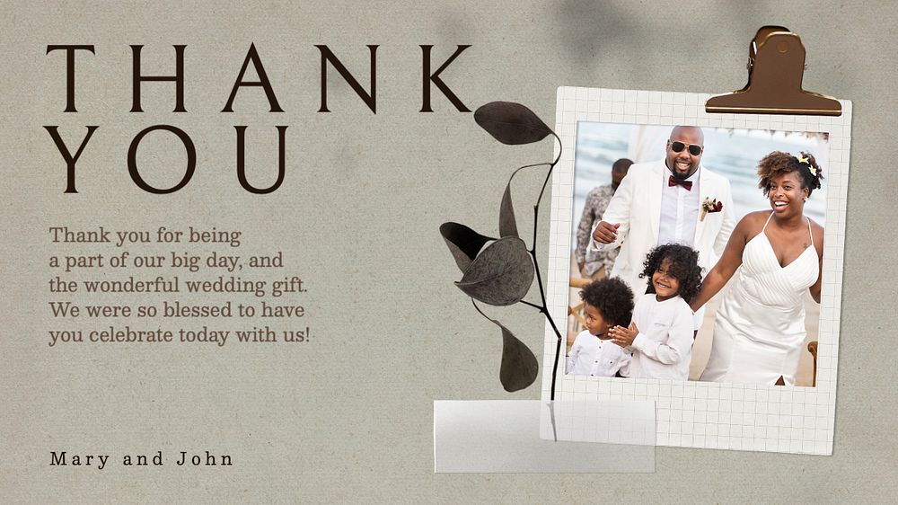 Thank you message  blog banner template, editable text