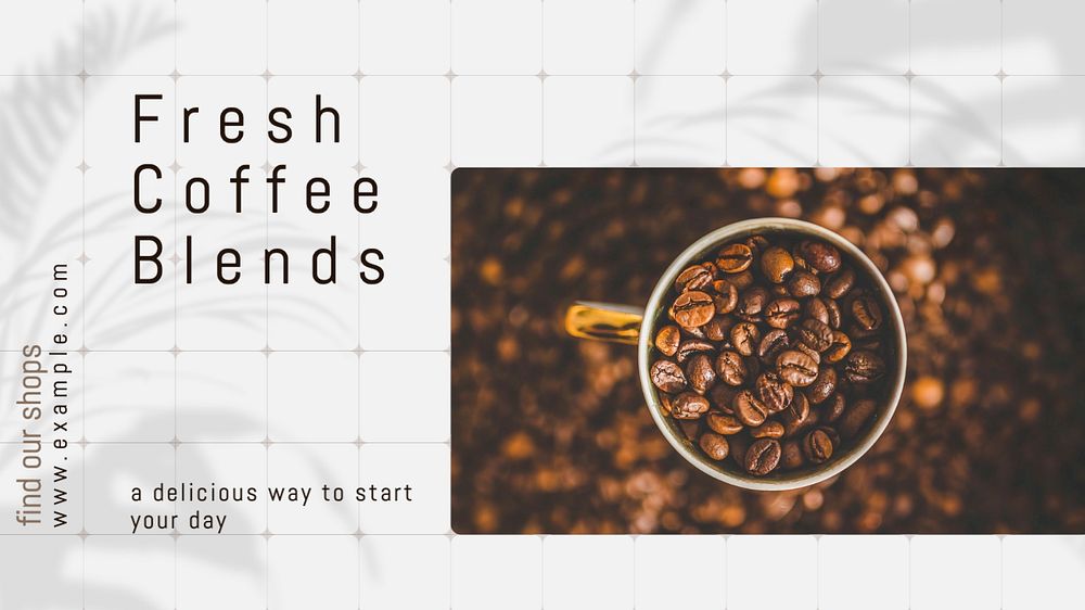 Fresh coffee blends  blog banner template, editable text