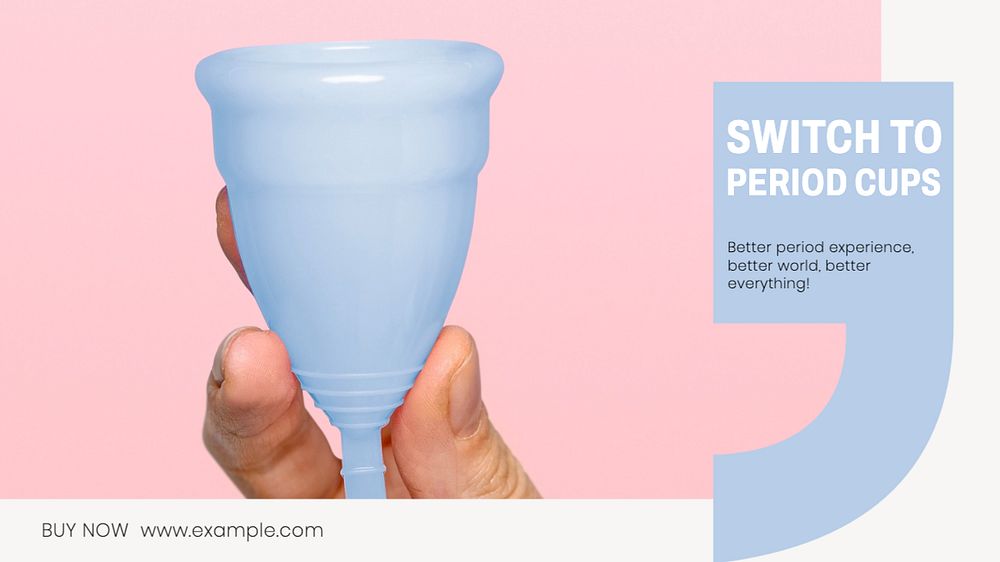 Period cups  blog banner template, editable text