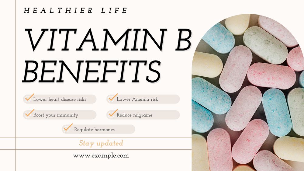 Vitamin benefits blog banner template, editable text