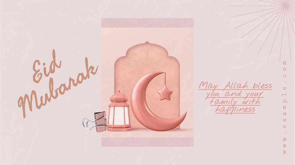 Eid mubarak  blog banner template, editable text