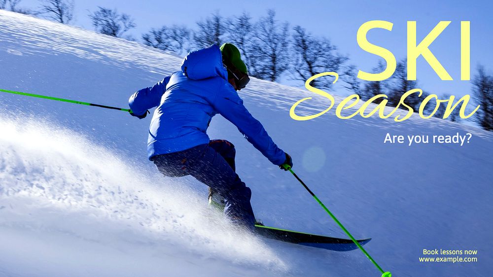 Ski lesson  blog banner template, editable text