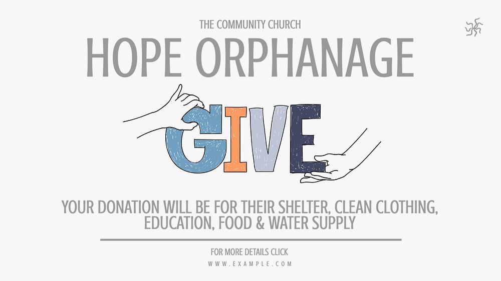 Orphanage donation  blog banner template, editable text