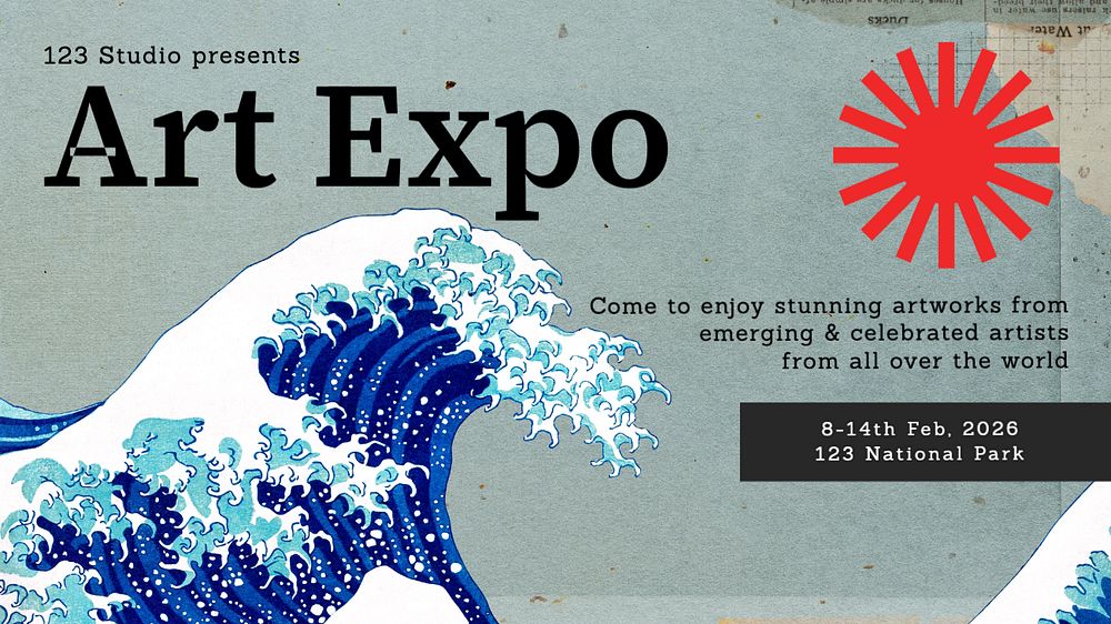 Art expo blog banner template, editable text