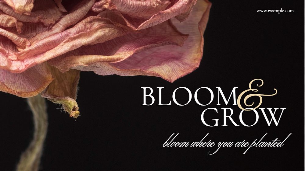 Bloom & grow  blog banner template, editable text