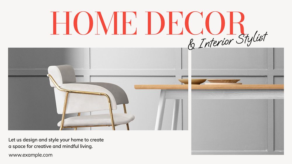 Home decor  blog banner template, editable text