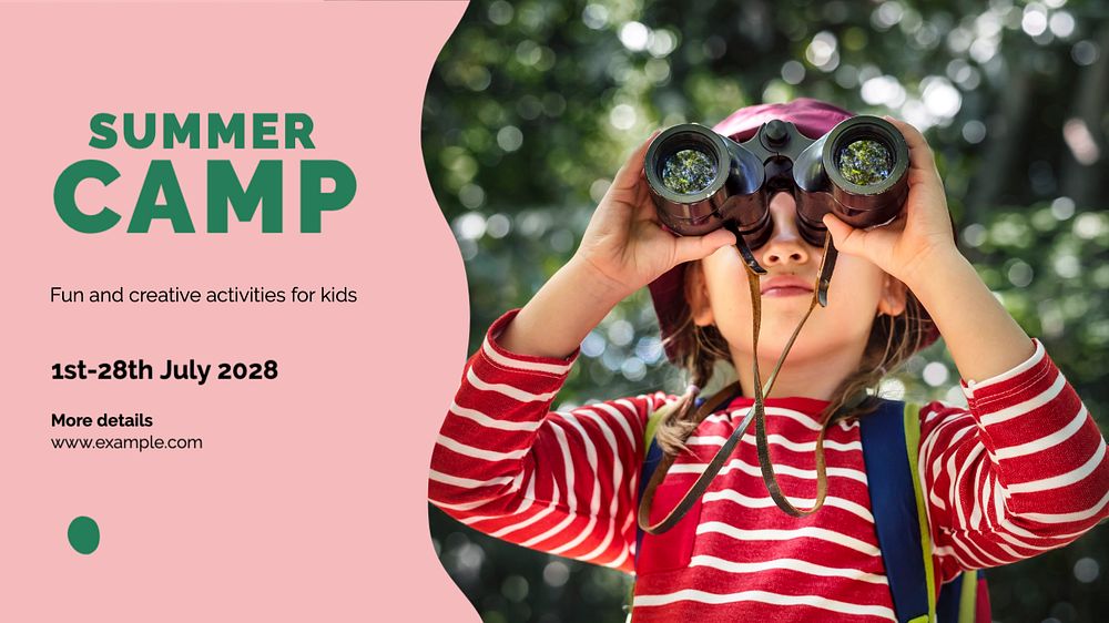 Summer camp  blog banner template, editable text