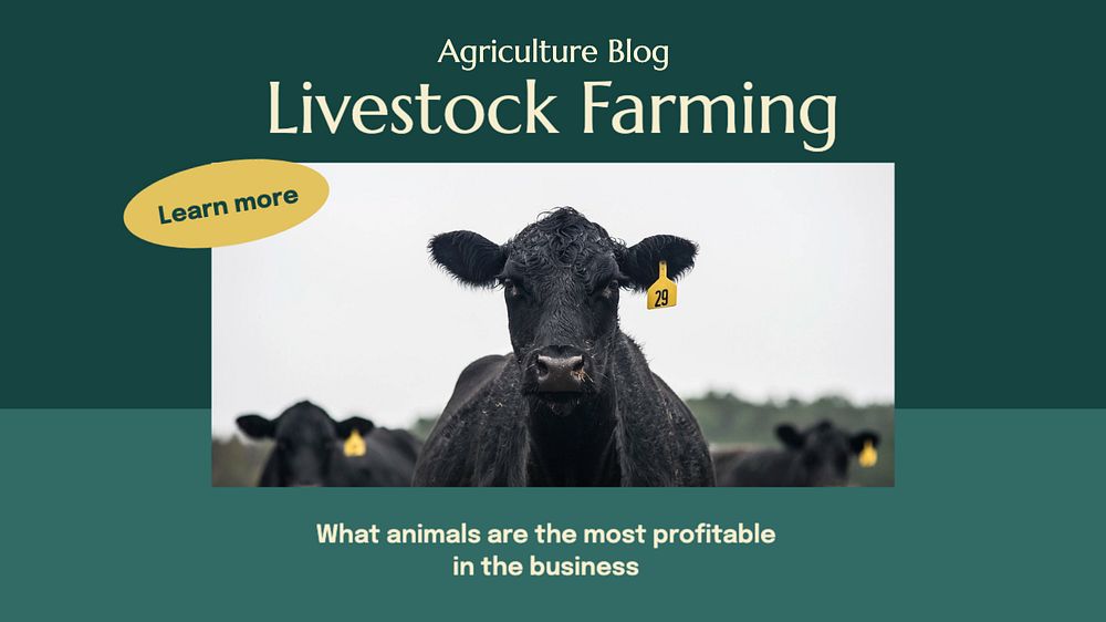 Livestock farming blog banner template, editable text