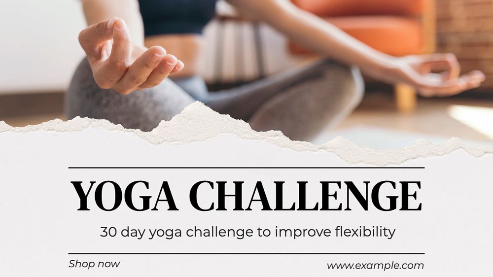 Yoga challenge  blog banner template, editable text